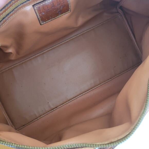 Alviero Martini Vintage Duffle Boston Bag Purse Map Pattern Leather Brown Large - Picture 3 of 16